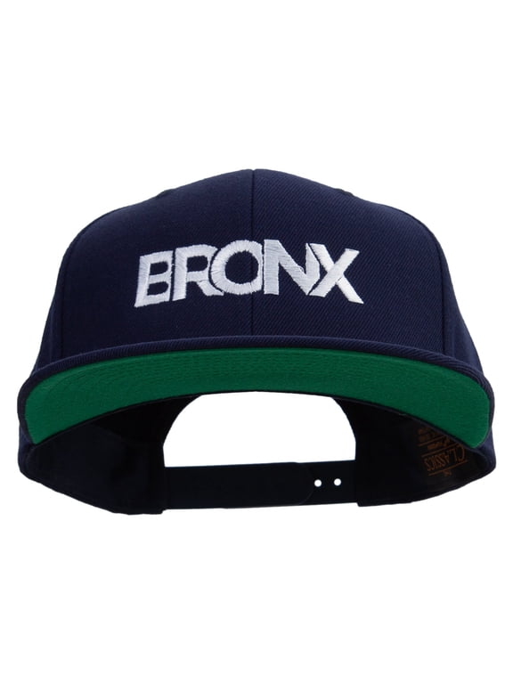 Bronx New York USA Embroidered Wool Blend Prostyle Snapback - Navy OSFM