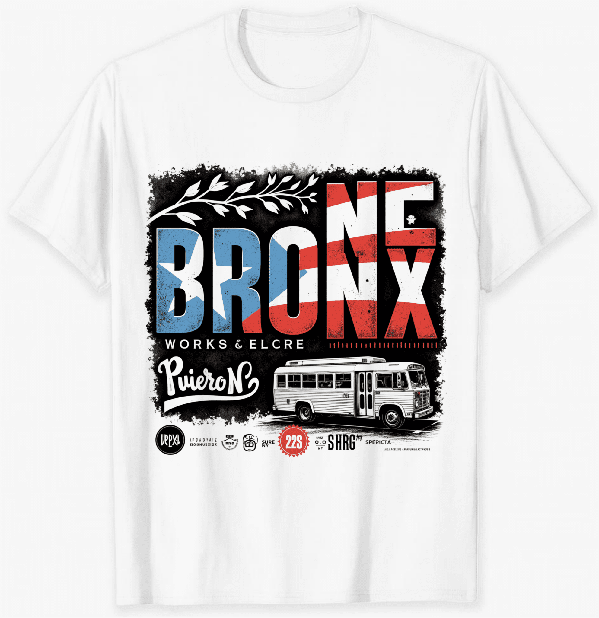 Bronx Puerto Rico Bus Art Design Vintage Urban Street Style Short ...