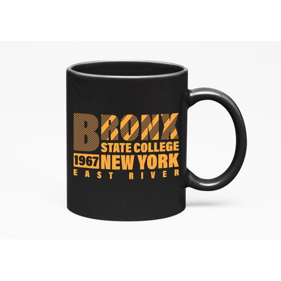 Bronx State College New York 1967 East River, Black 11oz Ceramic Mug
