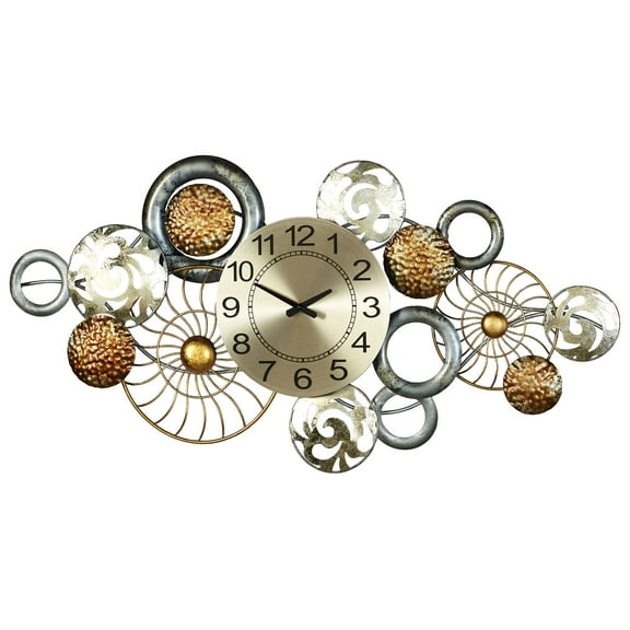Bronxx Wall Art Clock Multi Metallic 34” x 2.5” x 17”