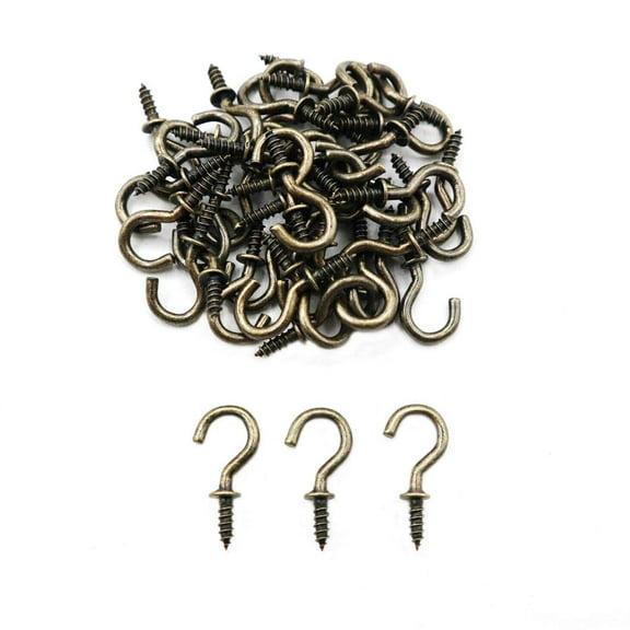 Bronze 1/2" Small Ceiling Hooks 100 Pack Screw Cup Hook Screw-in Lights Hooks DIY Jewelry Hooks