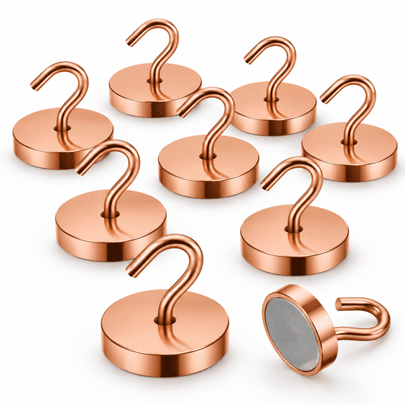 Bronze 100lb Magnetic Hooks, 10 Pack, Steel Tube Design Heavy Duty Hooks