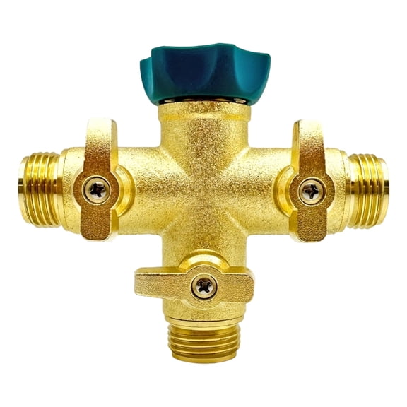 Bronze 3 Way Shirt Link With Individual Control Regulators For 3/4 Garden Hose Includes Rubber Gaskets And Impermeable Tape