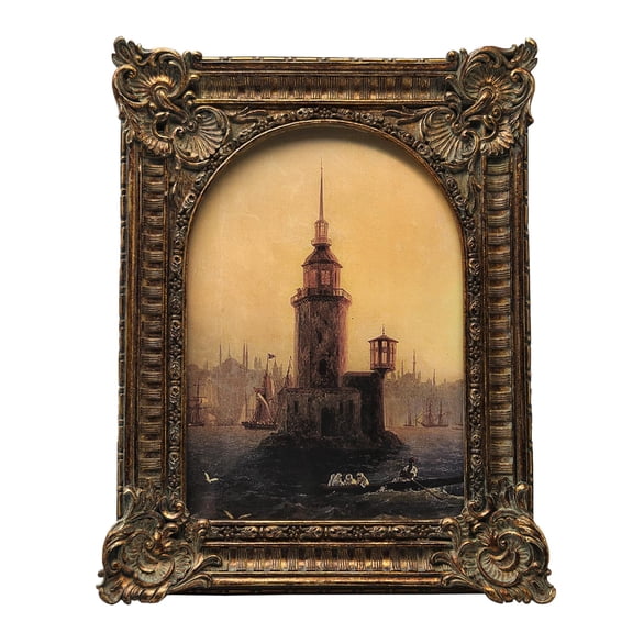 Bronze 5x7 Ornate Arched Vintage Picture Frame for Wall Hanging or Tabletop Display