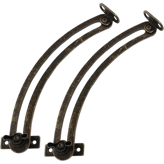 Bronze 7 Inch Spring Lid Support Hinge with Screws Left and Right Hand, Adjustable Folding Metal Brace Hinges for Furniture Cabinet Jewelry Case Cupboard Chest Hardware Locks Box