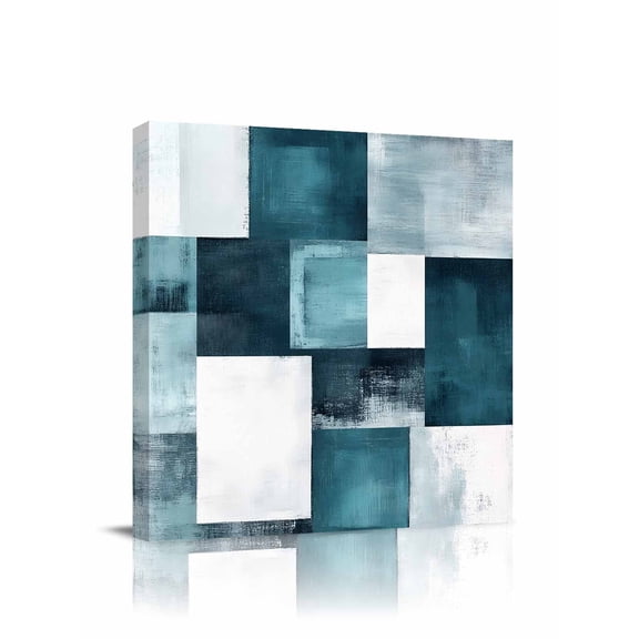 Bronze Abstract Canvas Wall Art, Modern Rustic Geometric Color Block Plaid Framed Wall Decor Modern Artwork Prints Painting for Living Room, Bedroom, Kitchen & Cafe Decor 24x24 Inch