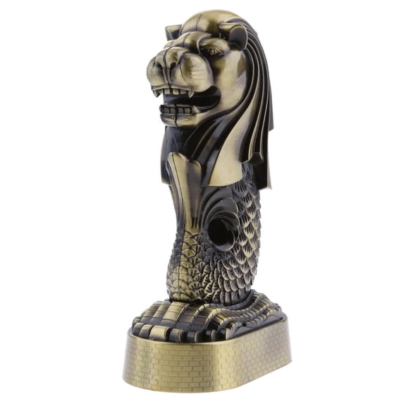 Bronze Alloy Merlion Architecture Model Figurine Statue for Table Decor Gift
