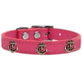 thumbnail image 1 of Bronze Anchor Widget Genuine Leather Dog Collar Pink 20, 1 of 3