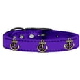 thumbnail image 1 of Bronze Anchor Widget Genuine Metallic Leather Dog Collar Purple 22, 1 of 2