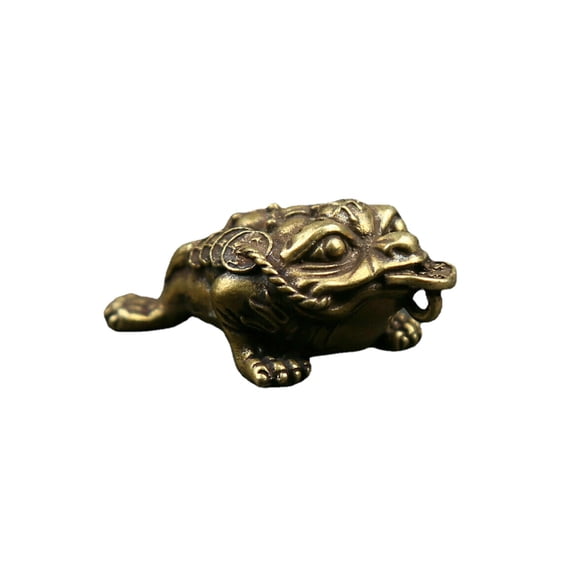Bronze Animal Golden Toad Spittor Money Wealth Statue 37MM Small Curio Chinese