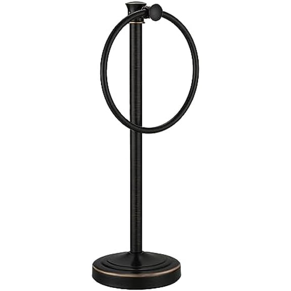Bronze Bathroom Standing Towel Ring Holder for Bathroom Vanities and Kitchen Countertops, Towel Rack with 7" Towel Ring, Stainless Steel Oil Rubbed Bronze Towel Bar with Counterweight Base