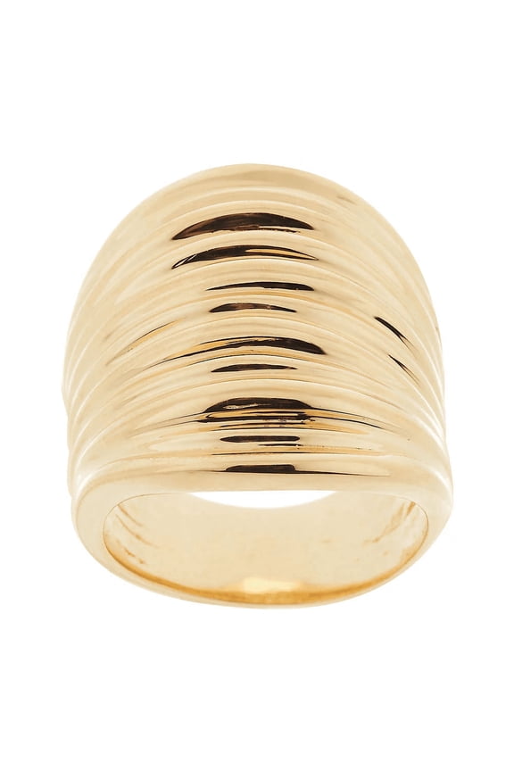 Bronze Bold Polished Ribbed Saddle Ring by Bronzo Italia, Size 5