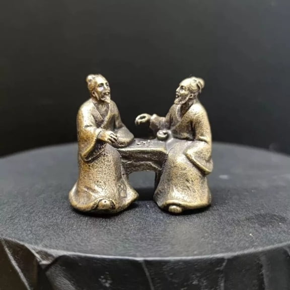 Bronze Bonsai Micro Landscape Decoration: Old Man Chess -
