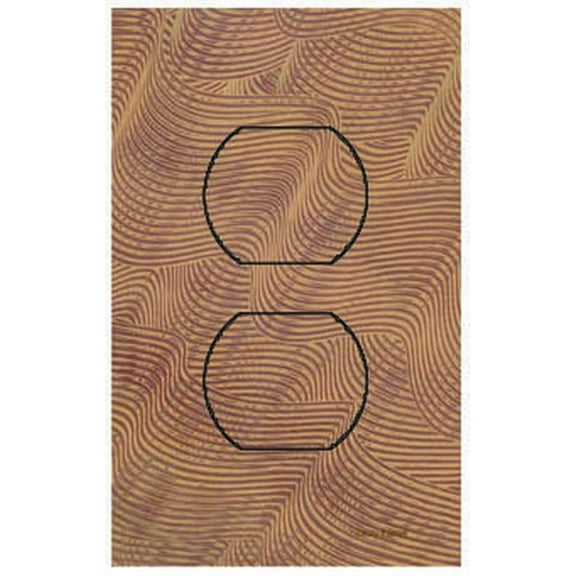 Bronze Brown Comb Single Duplex SwitchStix Peel and Stick Art Deco Outlet Wall Plate Cover Applique Washable Heat/Steam/Water-Resistant - 2 units included