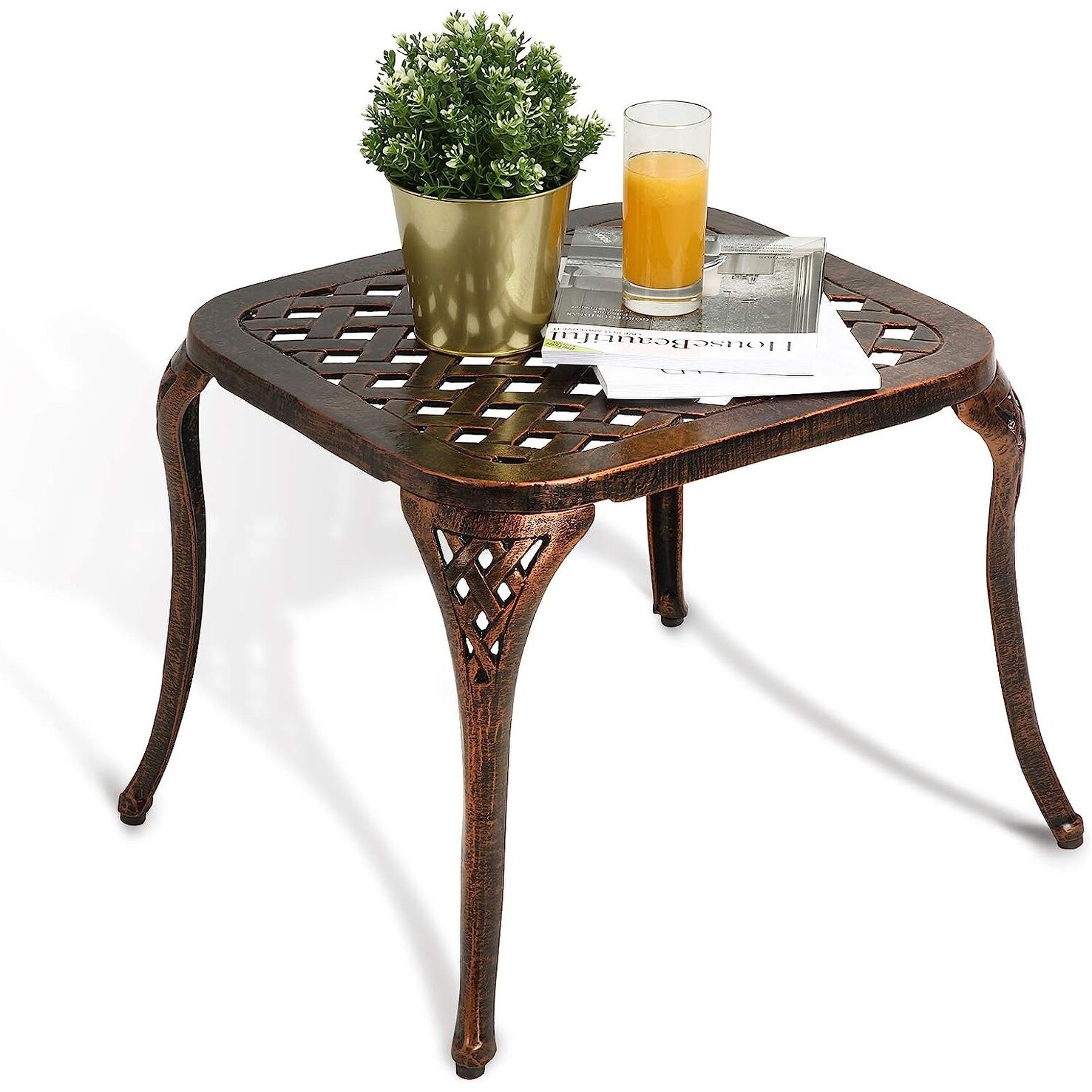 Bronze Cast Aluminum Outdoor Side Table Bronze