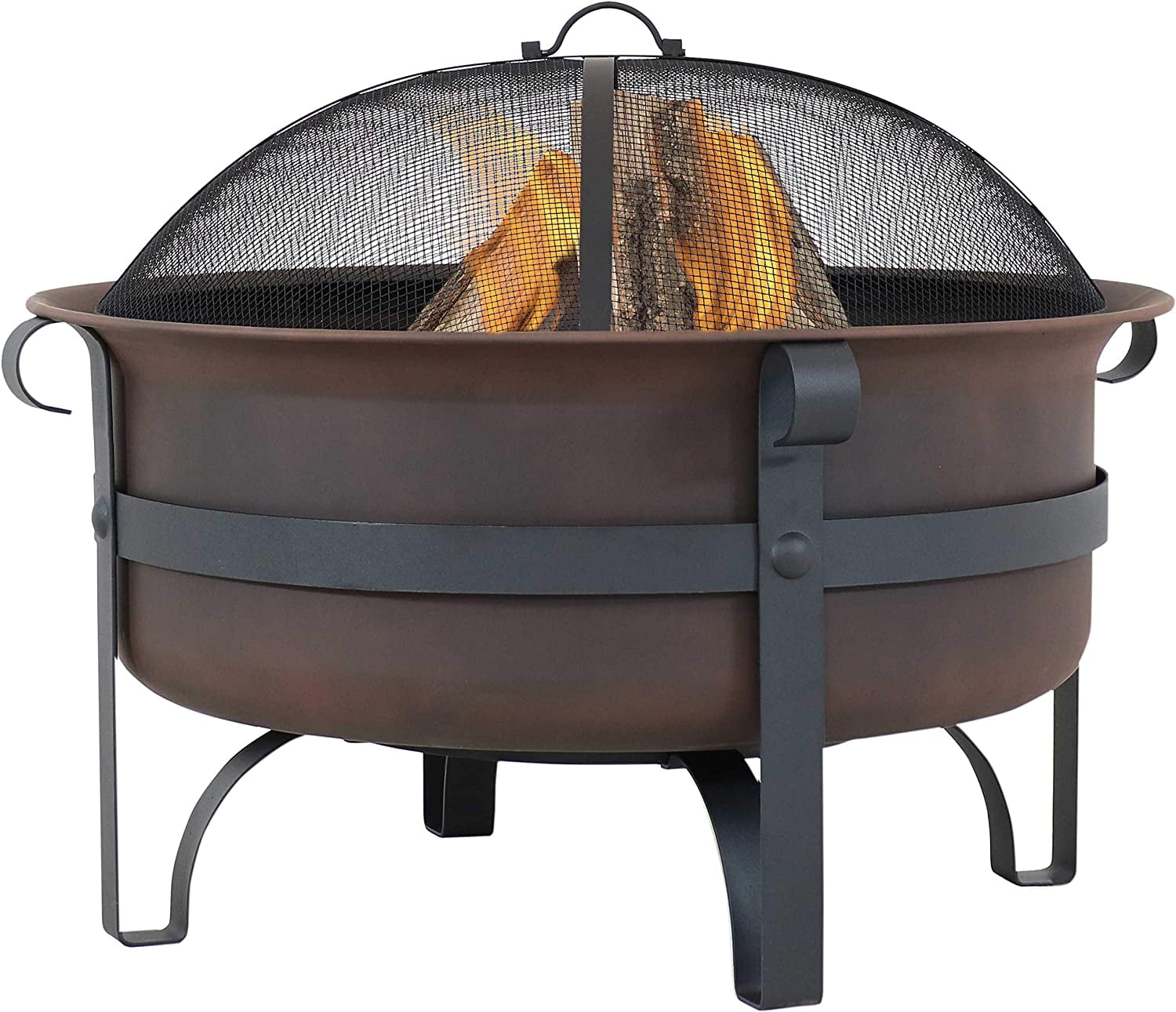 Bronze Cauldron 29-Inch Wood-Burning Fire Pit with Spark Screen