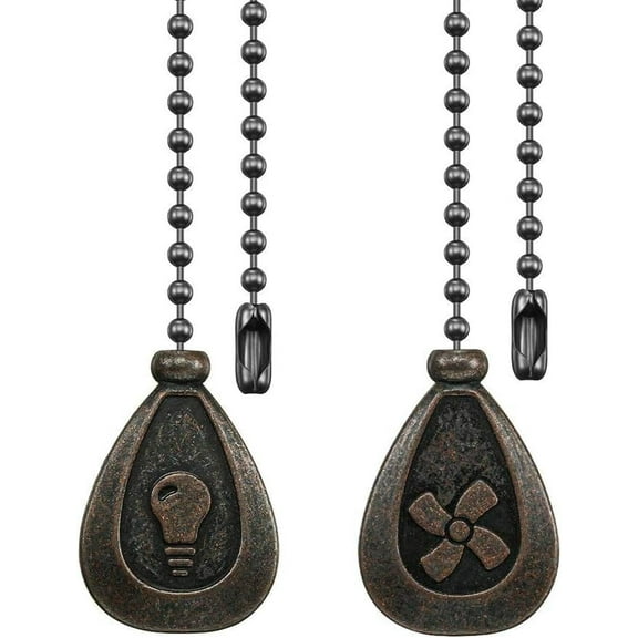 Sinvic 2Pcs 12 Inch Bronze Ceiling Fan Pull Chain Extension with Pendant for Light and Fan