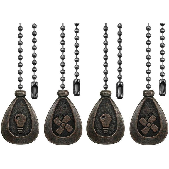 Sinvic 4Pcs 12 Inch Bronze Ceiling Fan Pull Chain Extension with Decorative Pendent for Fan and Light