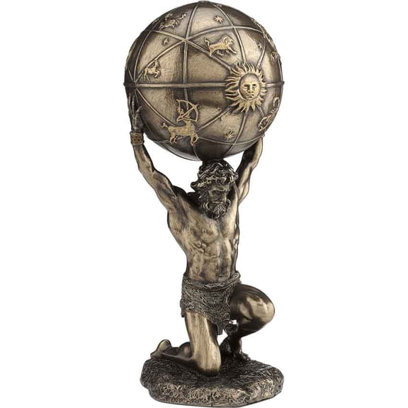 Veronese Atlas Holding World Greek Statue, Bronze Finish 8.2H