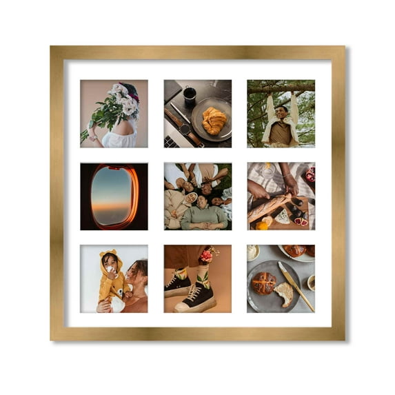 Bronze Collage Frame With Mat - 14x14 Frame For Nine 4" x 4" Photos - Great for Instagram Pictures