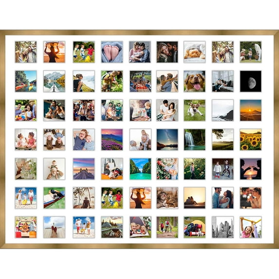 Bronze Collage Frame With Mat - 31x40 Frame For (63) 4" x 4" Photos - Great for Instagram Pictures