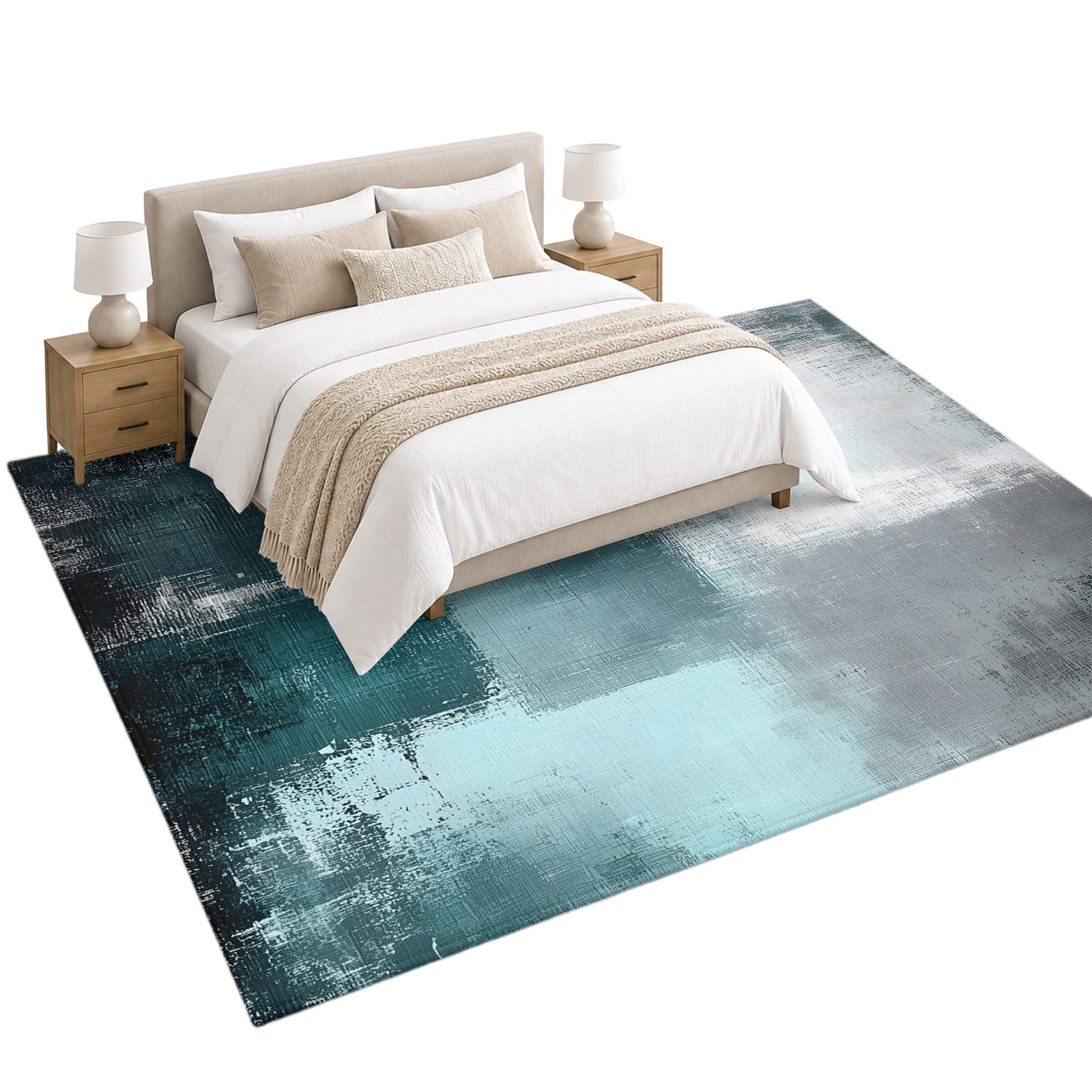 Bronze Color Block Area Rug 5'x7', Abstract Shabby Soft Mat Non-Slip ...