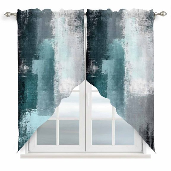 Bronze Color Block Swag Valances for Windows 36 inches Long, Abstract Shabby Modern Art Swag Curtains Privacy Light Filtering Curtain Tiers for Kitchen Bathroom 28" W x 36" L, 2 Panels