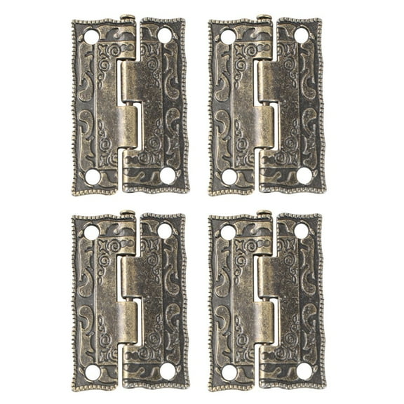 Bronze Color Hinges for Antique Wooden Boxes Set of 4 Retro Style Hinges