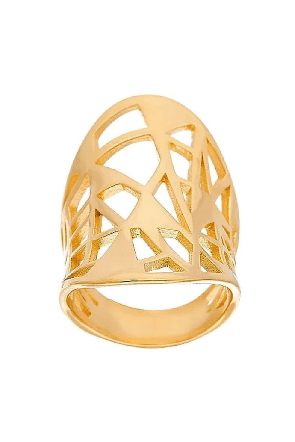 Bronze Concave Oval Geometric Cut-Out Ring by Bronzo Italia, Size 5