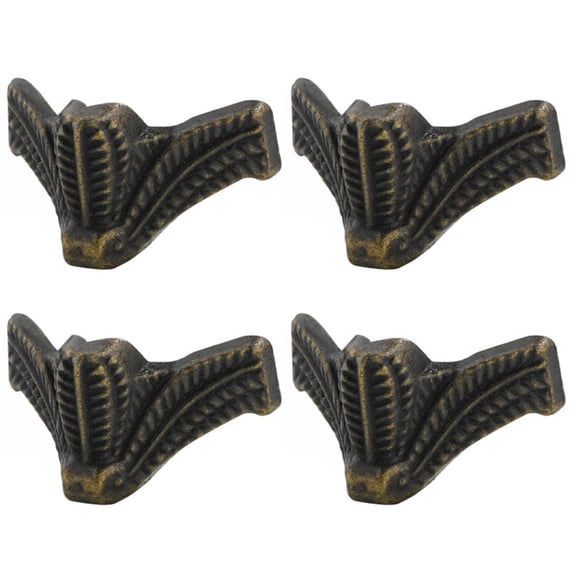 Bronze Corner Corner Guards 4pc Household Hardware Retro Shape Small Feet