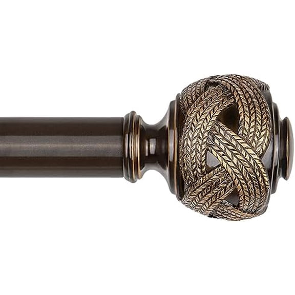 Bronze Curtain Rod 32 to 58 Inches (2.6 to 4.8 ft), 7/8 Inch Telescoping Splicing Curtain Rods for Windows 20 to 54 Inch, Drapery Rods with Leaf Finials