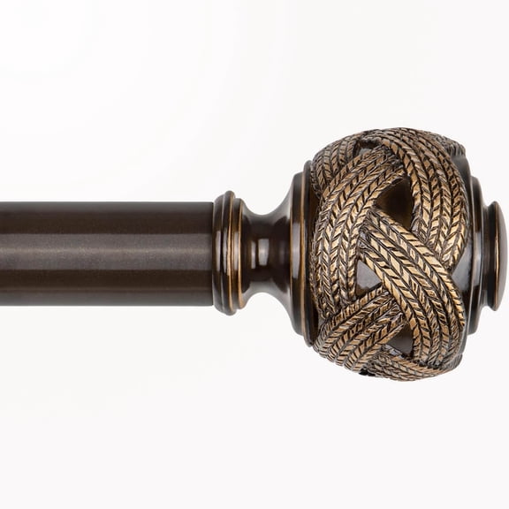 Bronze Curtain Rod, Telescoping Splicing Curtain Rods for Windows, Drapery Rods with Leaf Finials