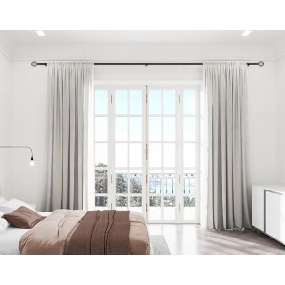 Bronze Curtain Rod for Windows 66 to 120 Inch (5.5-10ft), 1 Inch Heavy Duty Curtain Rods 32 to 120, Long Decorative Single Drapery Rods, Twisted Cage End