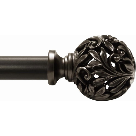 Bronze Curtain Rods 36 to 120 inch (3-10ft), 1 Inch Diameter Adjustable Heavy Duty Decorative with Openwork Carved finials for Living Room Bedroom Windows