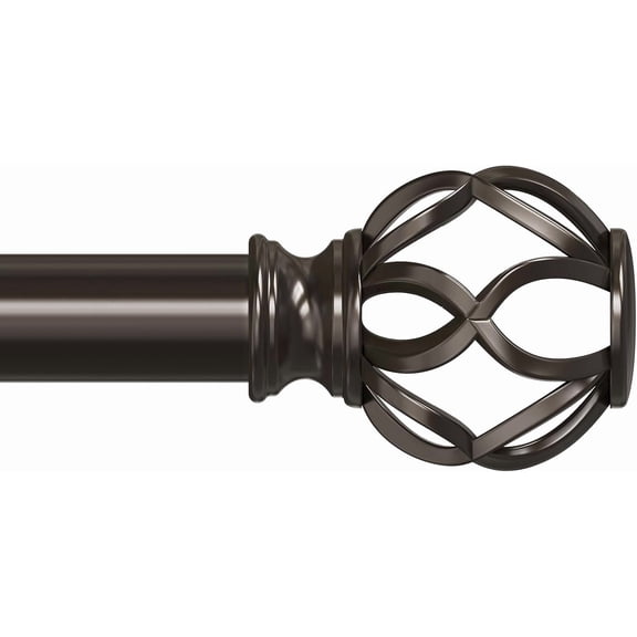 Bronze Curtain Rods for Windows 30 to 56 Inch, 1 Inch Adjustable Decorative Window Treatment Rods with Aluminium Twisted Cage Finials, Heavy Duty Metal Farmhouse Drapery Pole, Easy Install