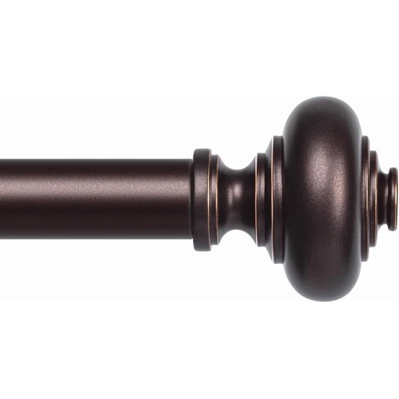 Bronze Curtain Rods for Windows 30 to 56 Inch, Decorative Heavy Duty Single-Side Adjustable 1'' Antique Brown Curtain Rod, Vintage Rustic Metal Drapery Pole for Farmhouse Bedroom Living Room