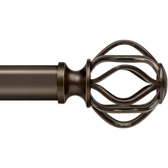 Bronze Curtain Rods for Windows 48-90 Inch (4-7.5 ft) with Decorative Cage Finials, 1 Inch Adjustable Heavy Duty Metal Window Rods for Living Room, Bedroom, Patio, Sliding Glass Door
