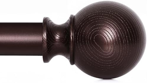 Bronze Curtain Rods for Windows 66 to 120 Inch(5.5-10ft) - 1'' Diameter Heavy Duty Curtain Rods with Imitation Wood Grain Pattern Finials,Adjustable Decorative Curtain Rods Set,28-120''