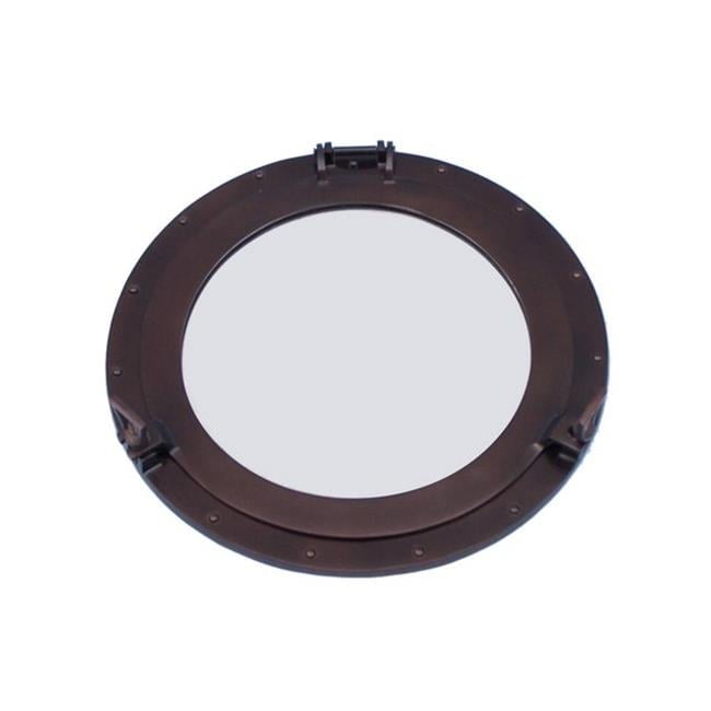 Round Bronze Decorative Ship Porthole Mirror, 17"