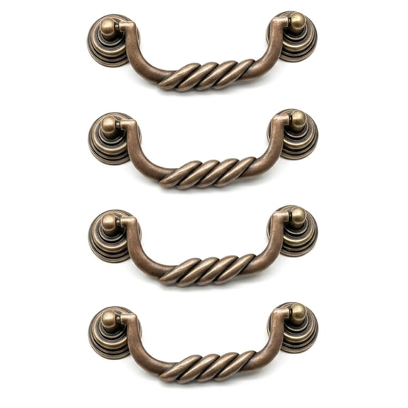 Bronze Drawer Pull Handles 4 Pack Metal Rope Style Cabinet Hardware with 3.15 Inch Hole Center for Dresser and Cupboard Use Across Furniture