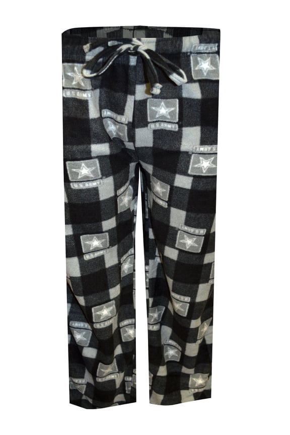 Mens US Army Black and Gray Plaid Fleece Lounge Pant (3X)