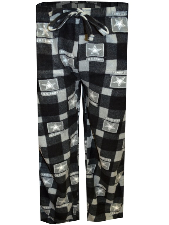 Mens US Army Black and Gray Plaid Fleece Lounge Pant (3X)