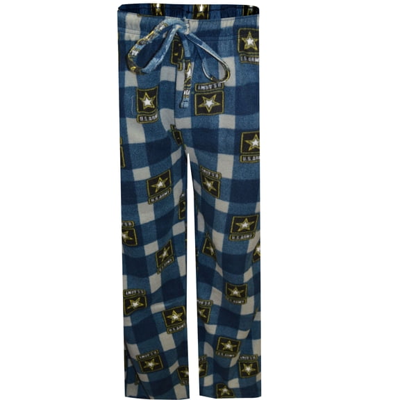 Bronze Eagle Mens US Army Navy and Gray Plaid Fleece Lounge Pant (2X)