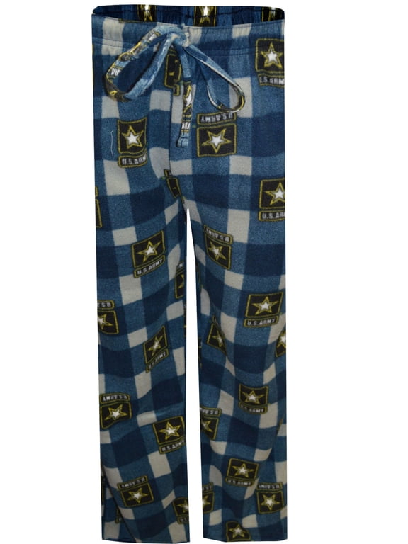 Mens US Army Navy and Gray Plaid Fleece Lounge Pant (2X)