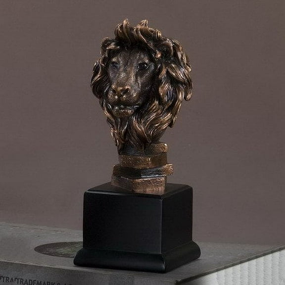 Bronze Electroplated Resin Lion Head Statue - Sculpture