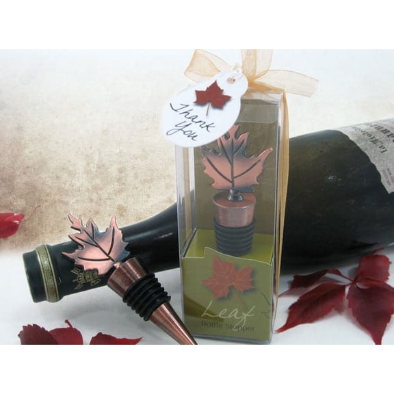 Bronze Elegance Fall Leaf Bottle Stopper in Designer Gift Box