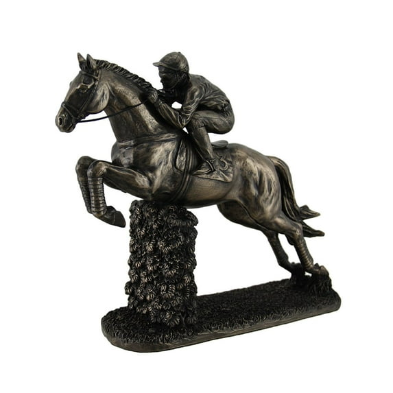 Steeplechase Horse and Rider Action Cold Cast Bronze Figurine