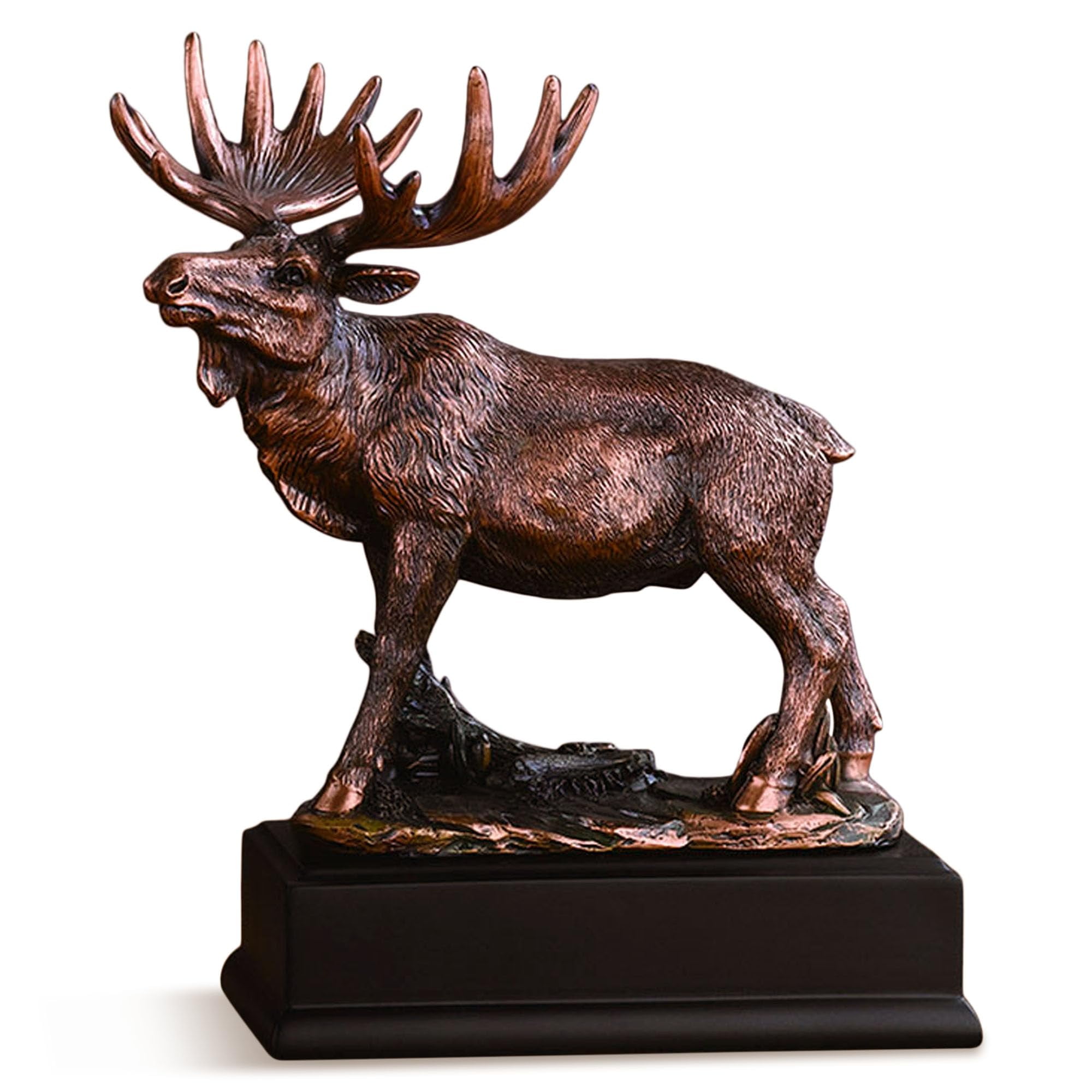 Bronze Moose Statue - Elegant Home Decor Sculpture For Mantel, Shelf Or Desk (8x4x7.5 Inches)
