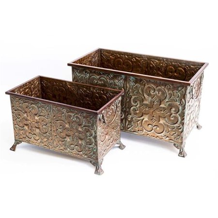 Bronze Footed Metal Planters, Set of 2