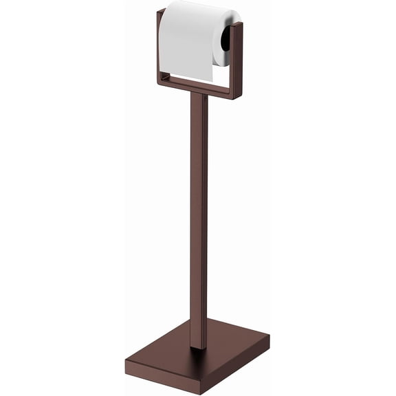 Bronze Free Standing Toilet Paper Holder with Weighted Base and Pivoting Roll Arm